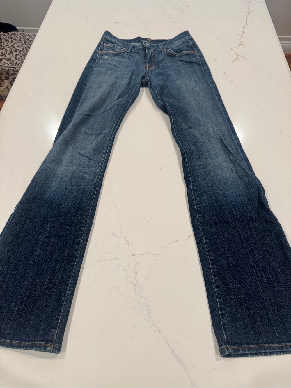7 For All Mankind Women's Dark Blue Flared Jeans